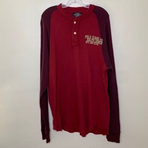 POLO Ralph Lauren Henley Shirt Red Wine Soft Stretchy Jersey Knit Long Sleeve XL